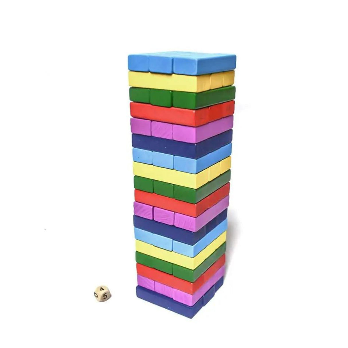 Torre de Madera de Colores Con Dado para Niños de 3+ Años. Fomenta la creatividad y habilidades motoras. ¡Compra ahora y diviértete aprendiendo!-1-1-1-1-1