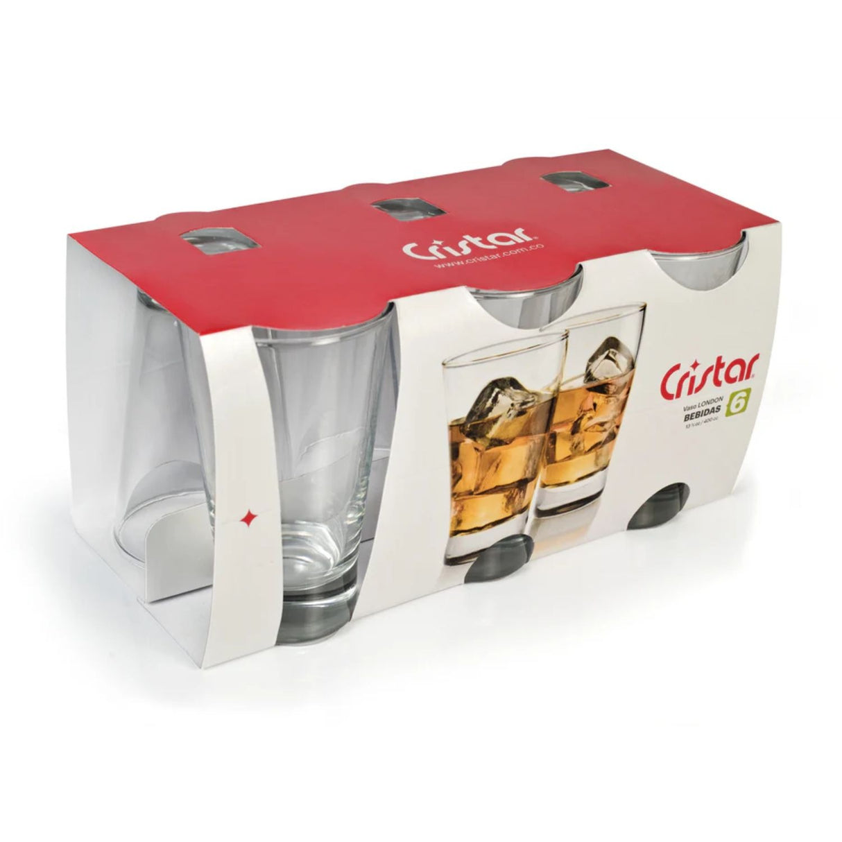 Set 6 Vasos Altos De Vidrio 394ml Modelo London Jugo Agua