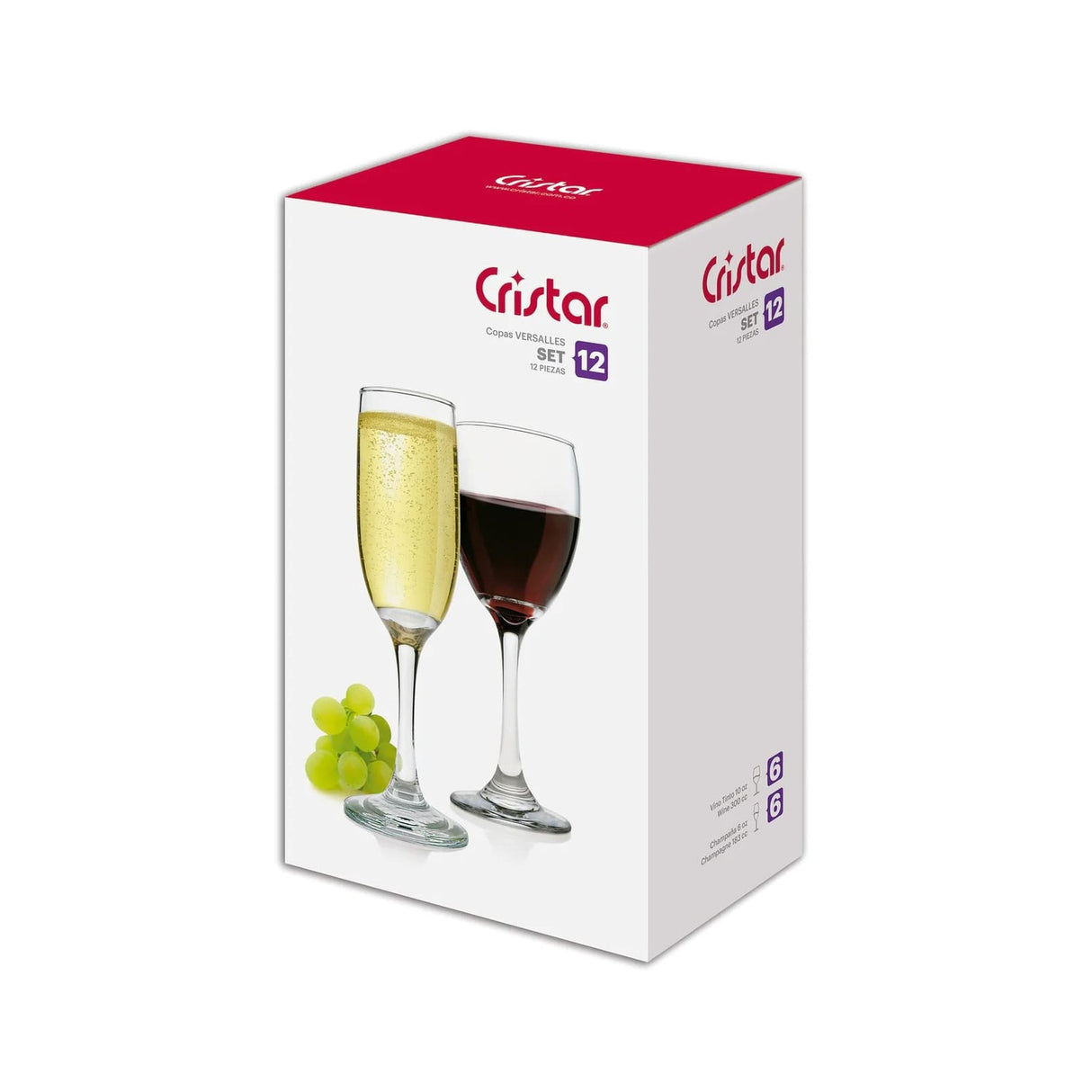 Set 12 Copas Champagne y Vino Versalles