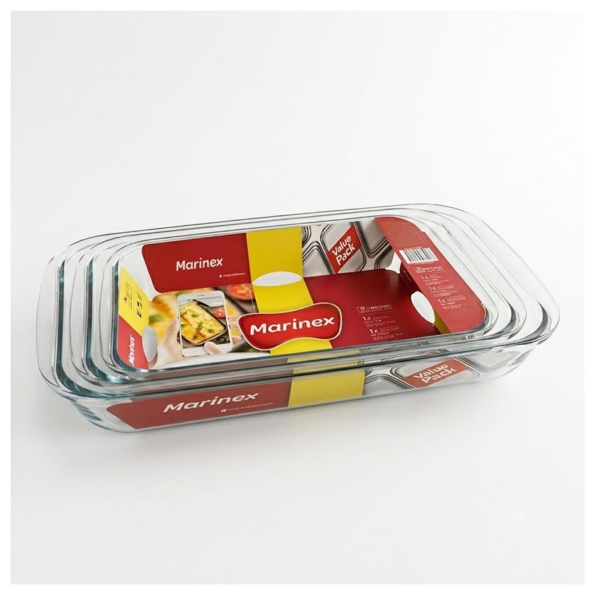 Set 3 Asaderas Rectangulares Marca Marinex Aptas Para Horno
