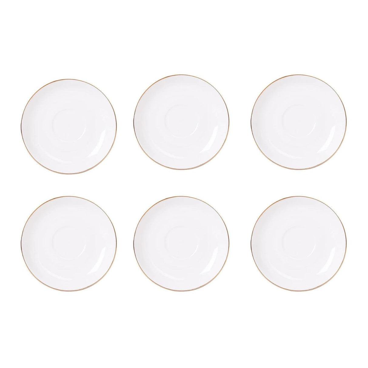 Set 6 Platillos Royal 15cm Borde Dorado Menaje Cocina Hogar