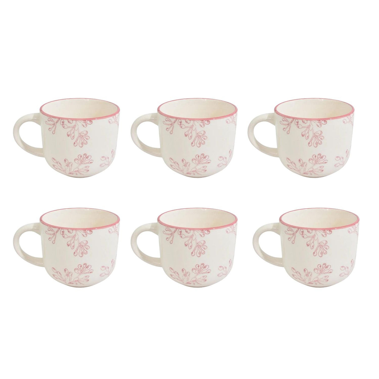 Set 6 Tazas de Te 350mL Royal Borde Rose Menaje Cocina