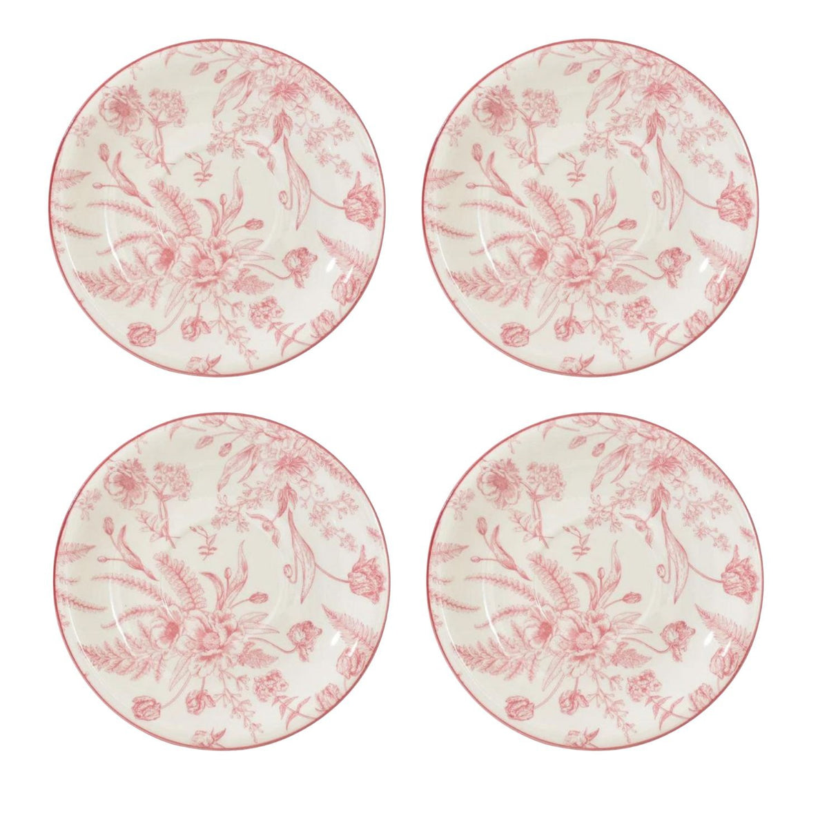 Set 4 Tazas con Platillos Royal 260mL 15cm Diseño Rose Cocina