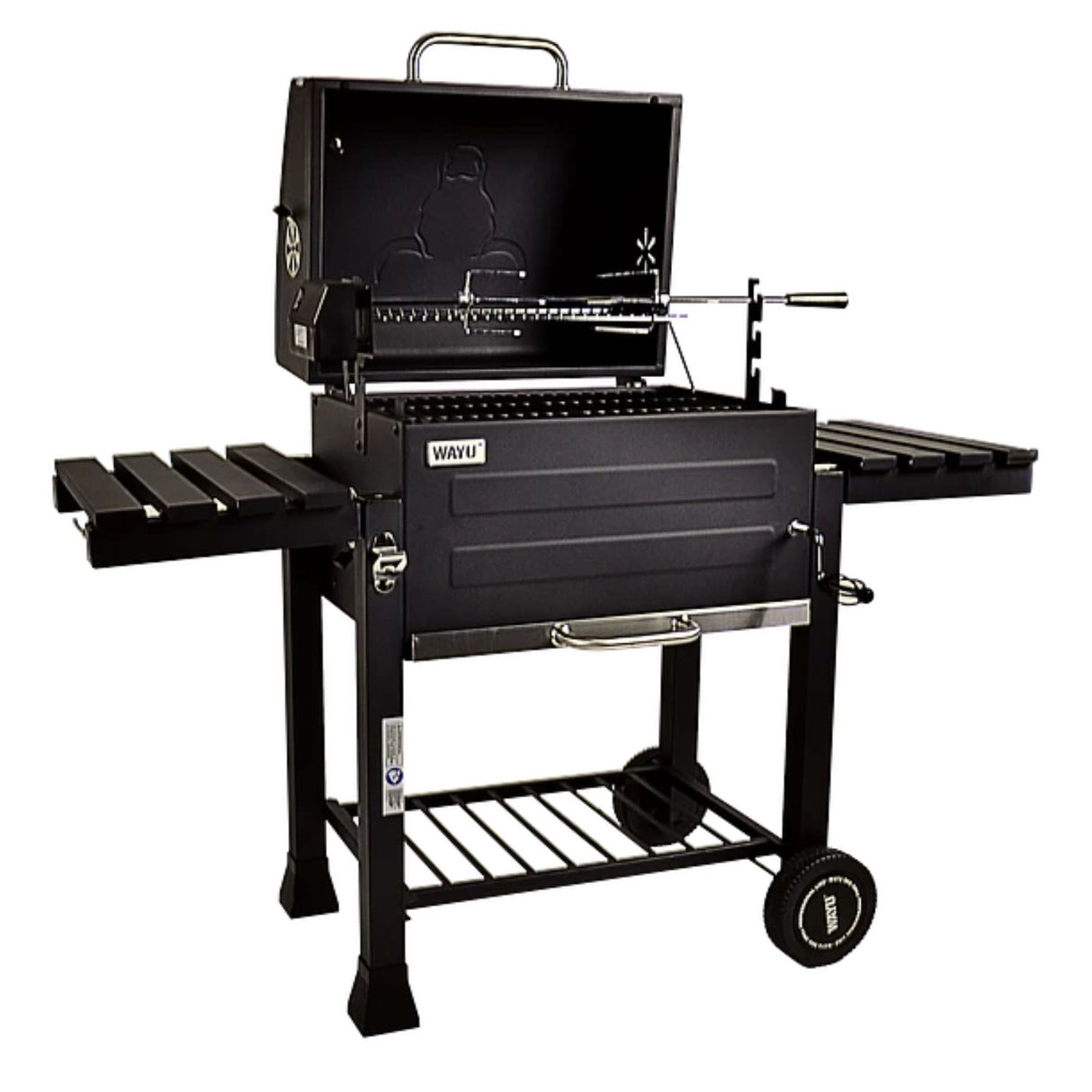 Parrilla con Spiedo Wayu a Carbon Ruedas BBQ Grill Asados