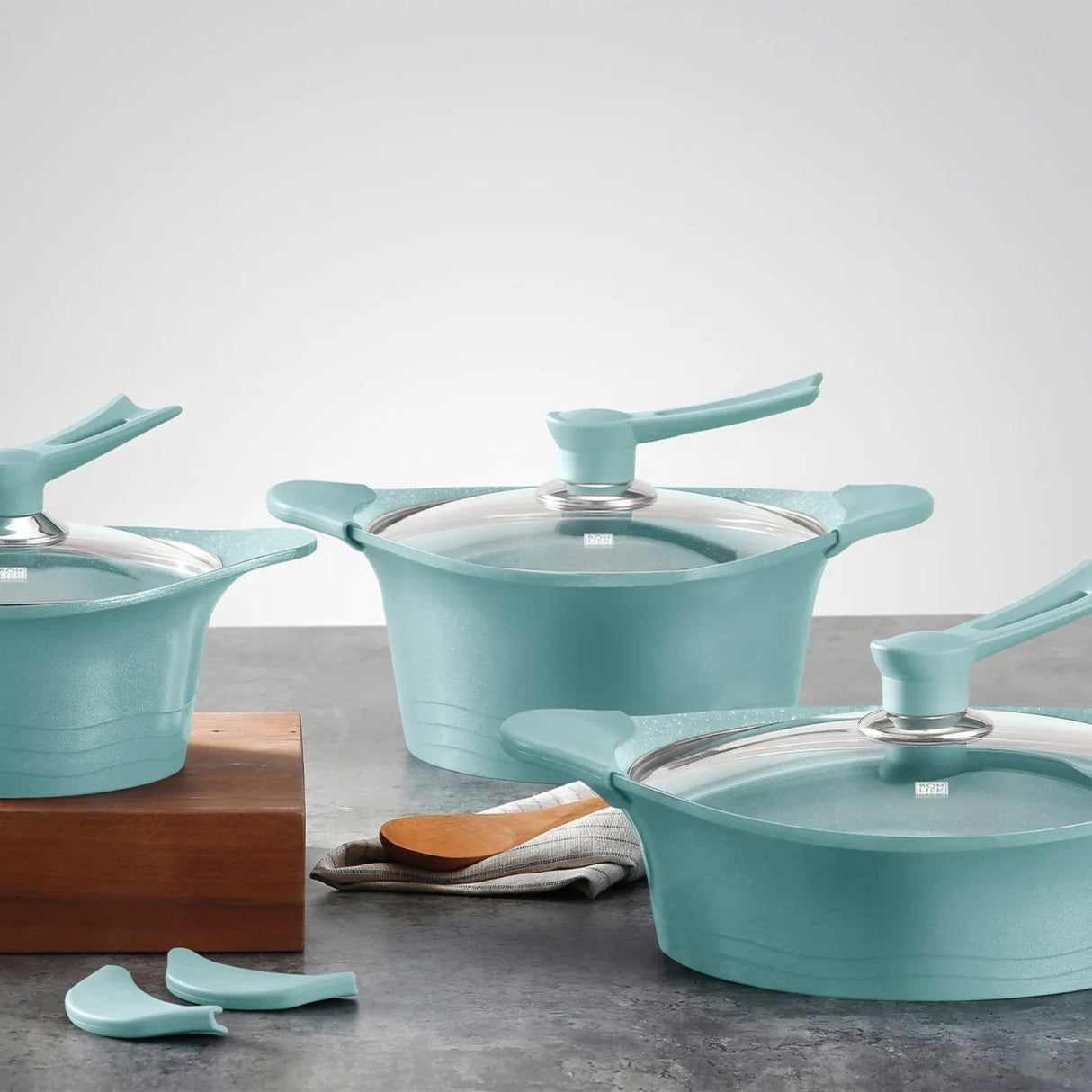 Bateria Cocina Bohlier 6 Piezas Aluminio Fundido Jade