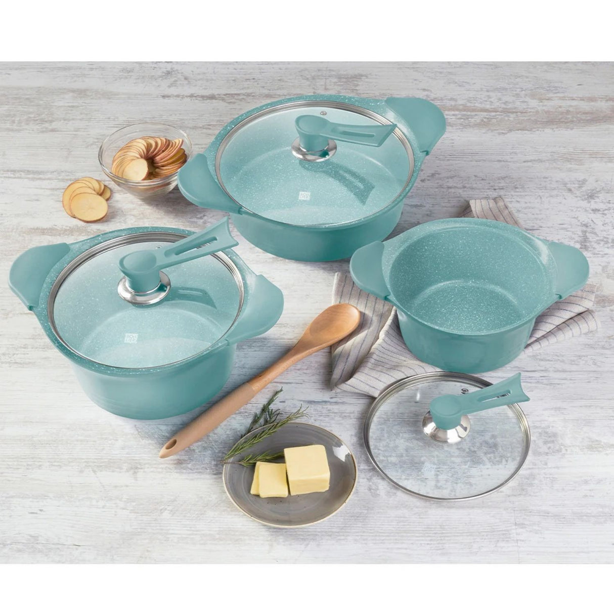 Bateria Cocina Bohlier 6 Piezas Aluminio Fundido Jade