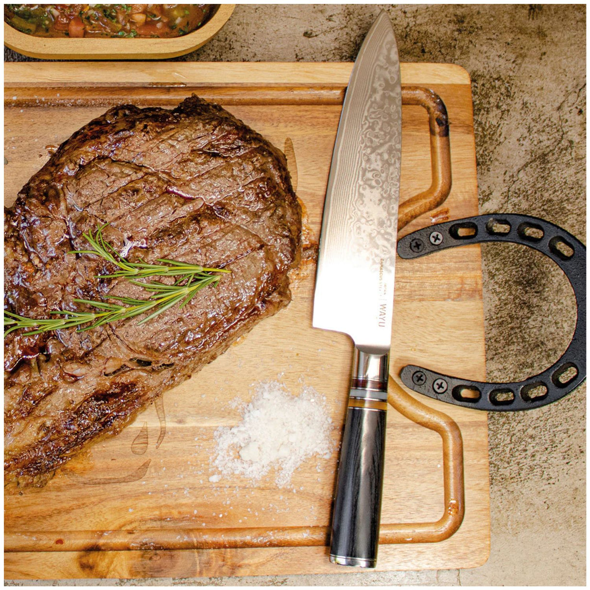 Cuchillo Damascus Black Pakka Wayu Limited 33cm Resistente