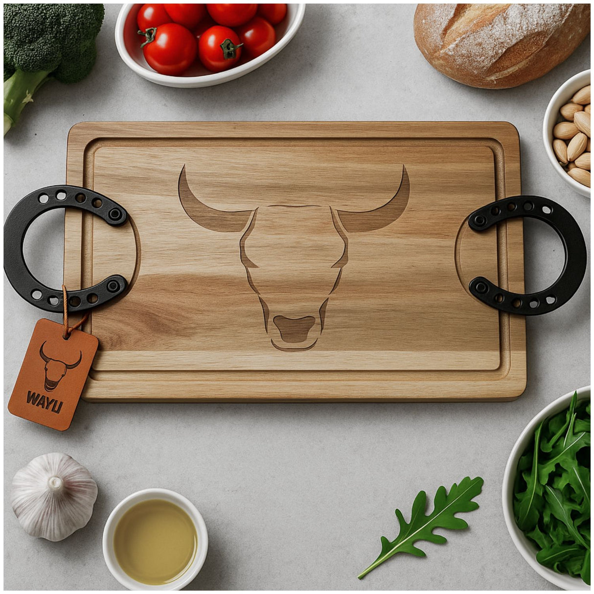 Tabla Para Picar Mediana Wayu Diseño Herradura 45cm Asado