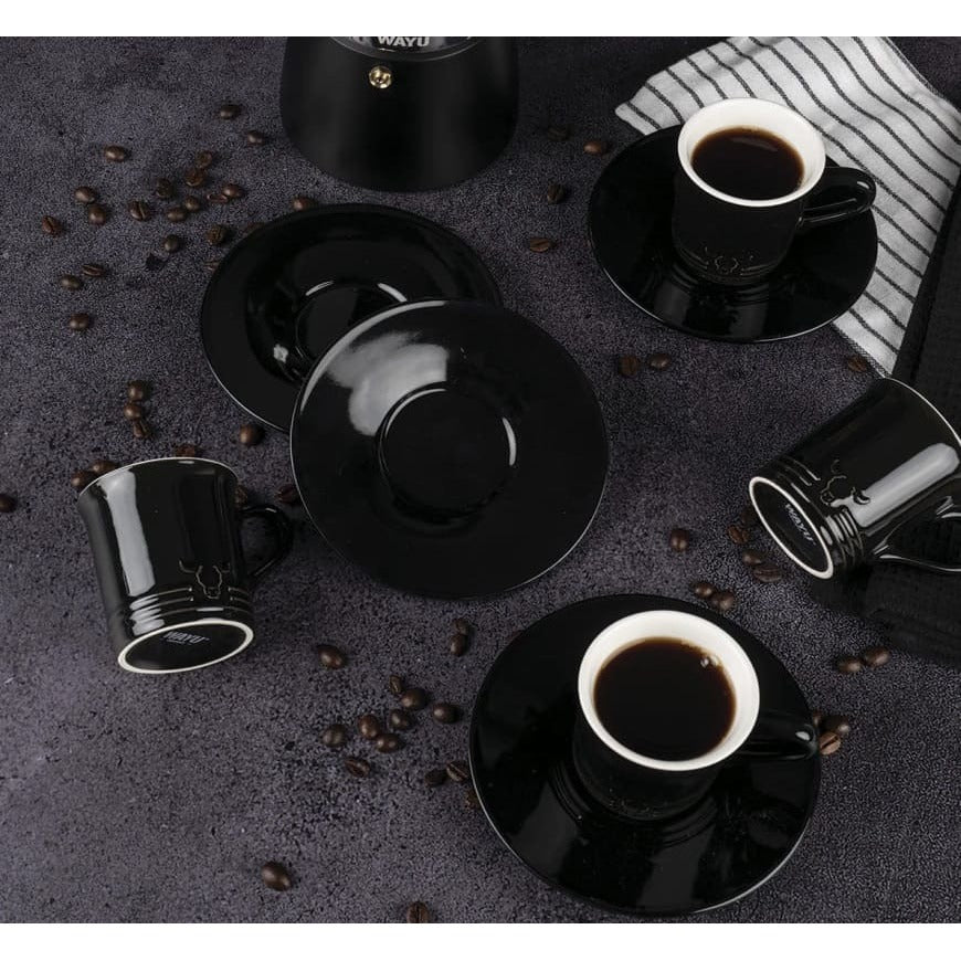 Set 4 Tazas Y Platos 90ml Wayu Expresso 8 Piezas Cafe Expresso