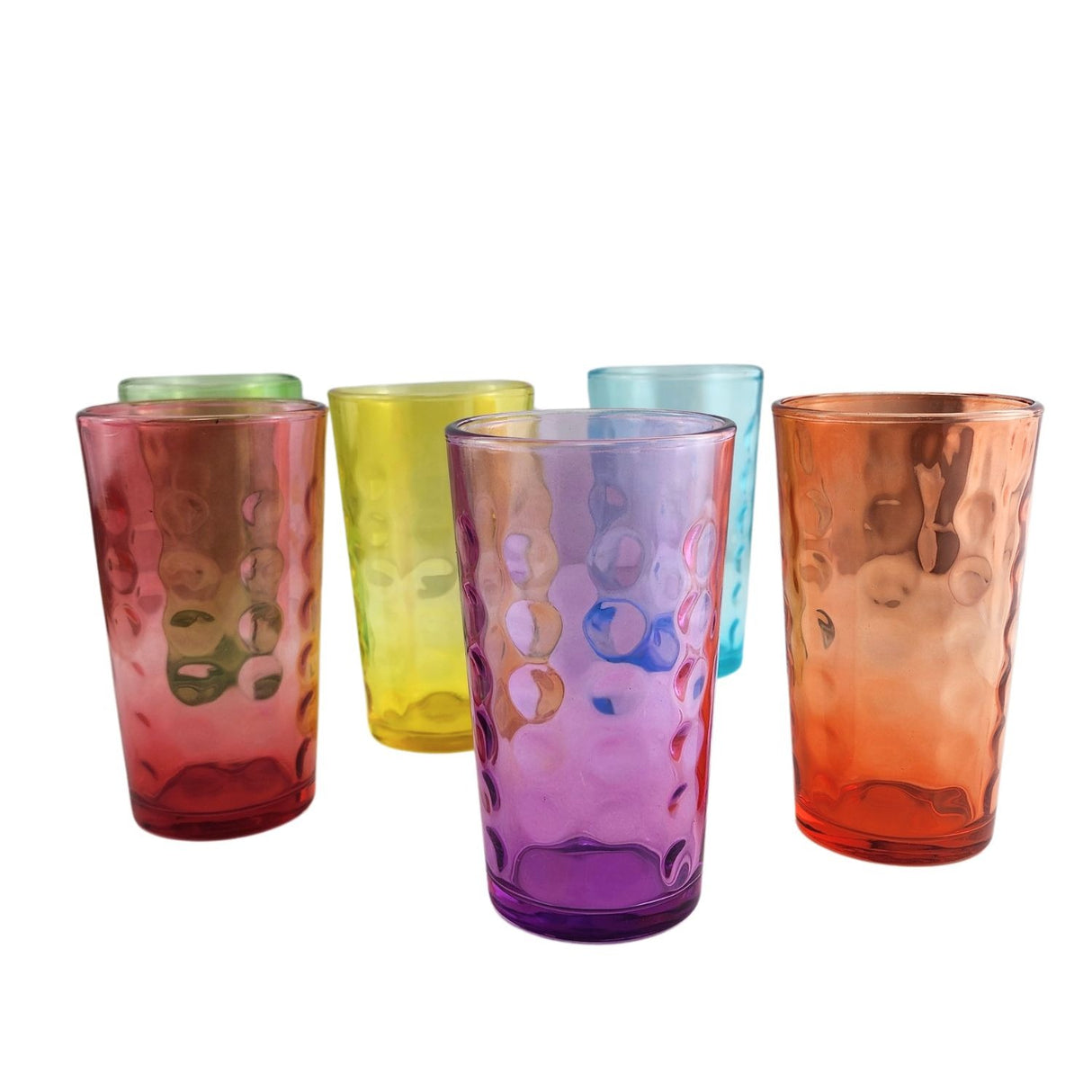 Set 6 Vasos Altos Mixed 465 mL Vidrio Full Color Allegra