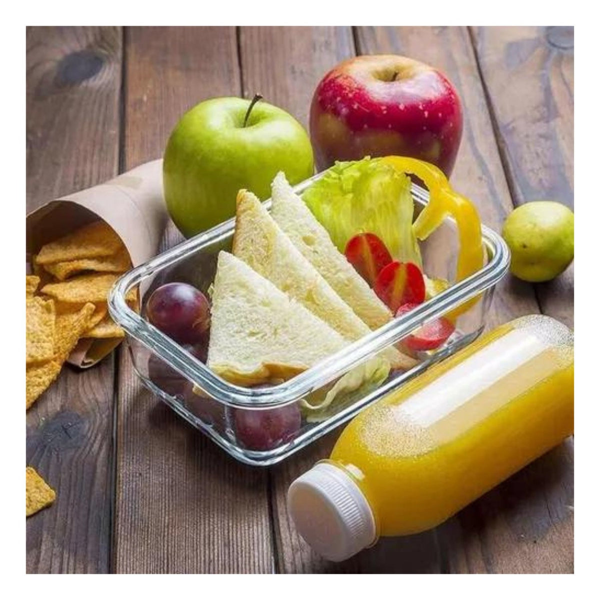 Contenedor Hermetico de Vidrio Rectangular 600ml Allegra
