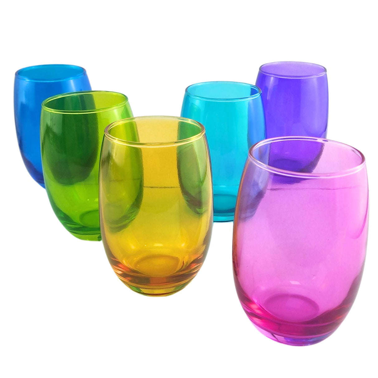 Pack 6 Vasos Vidrio Altos Mikonos Full Color 460ml Cocina Mejora tus reuniones con estos coloridos vasos. ¡Haz tu pedido y añade estilo a tu mesa!-1