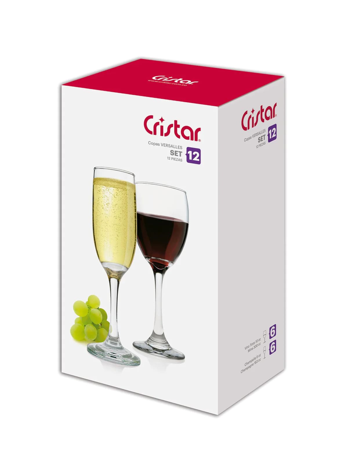 Set de 12 copas de vidrio transparente: 6 copas de champagne y 6 copas de vino, ideales para celebraciones elegantes y duraderas.-1-2-1-1