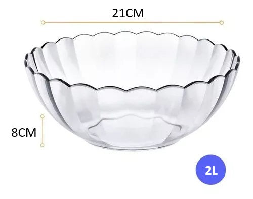 Bowl Bella Vidrio Templado Transparente 1 litro Marinex, ideal para ensaladas, postres y más. Resistente, apto para microondas y refrigerador.-1