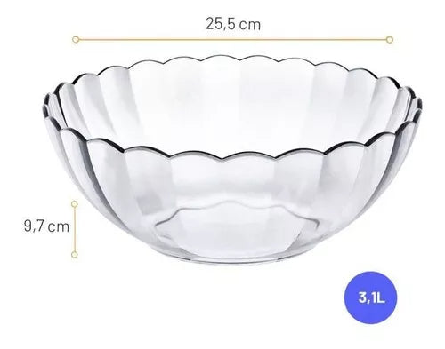 Bowl Bella Vidrio Templado Transparente 13litro Marinex, ideal para ensaladas, postres y más. Resistente, apto para microondas y refrigerador-1