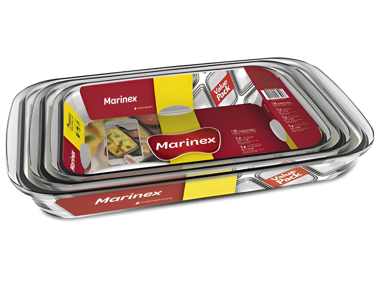 Set 3 Asaderas Rectangulares Marca Marinex Aptas Para Horno. Disfruta de la calidad y versatilidad en tu cocina. ¡Haz tu compra y mejora tus recetas!-1