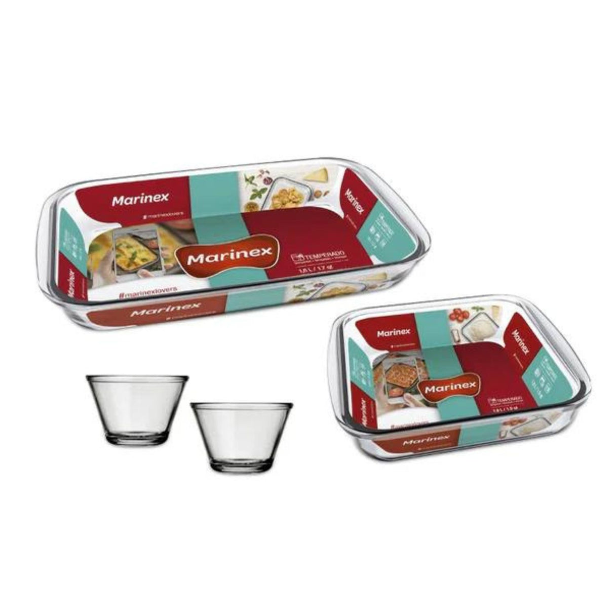 Asadera rectangular y cuadrada Marinex de vidrio templado, aptas para horno y microondas, con asas para fácil manejo y durabilidad.-1-1-1-1