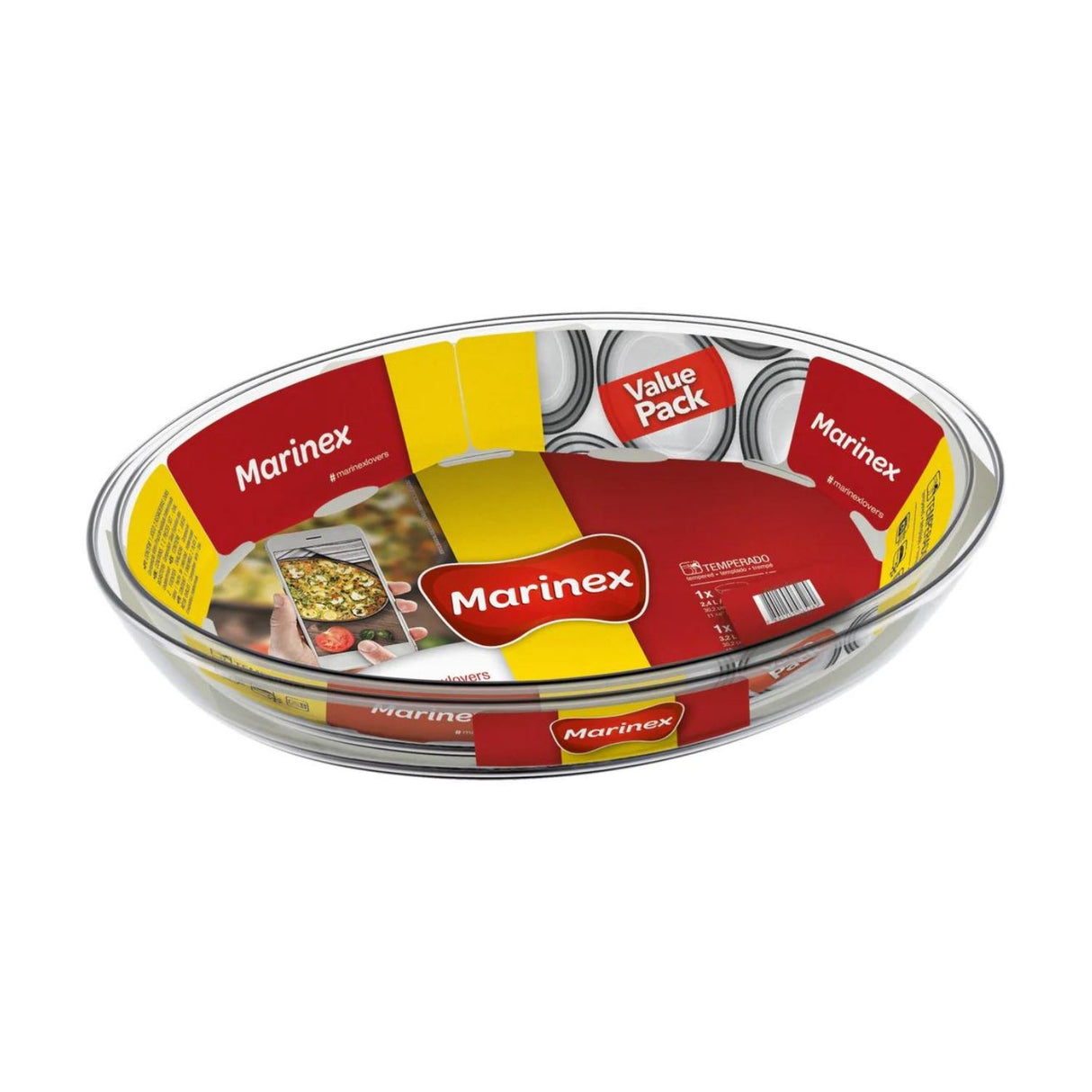 Asaderas ovaladas Marinex de vidrio templado, 1.6L y 2.4L, aptas para horno y microondas, ideales para hornear y almacenar alimentos.-1-1-1-1