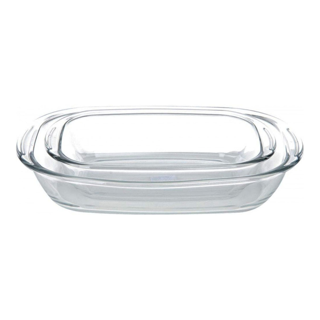 Set de 2 fuentes rectangulares de vidrio templado, transparentes, aptas para horno y microondas, ideales para hornear y almacenar alimentos.-1-3-1-1