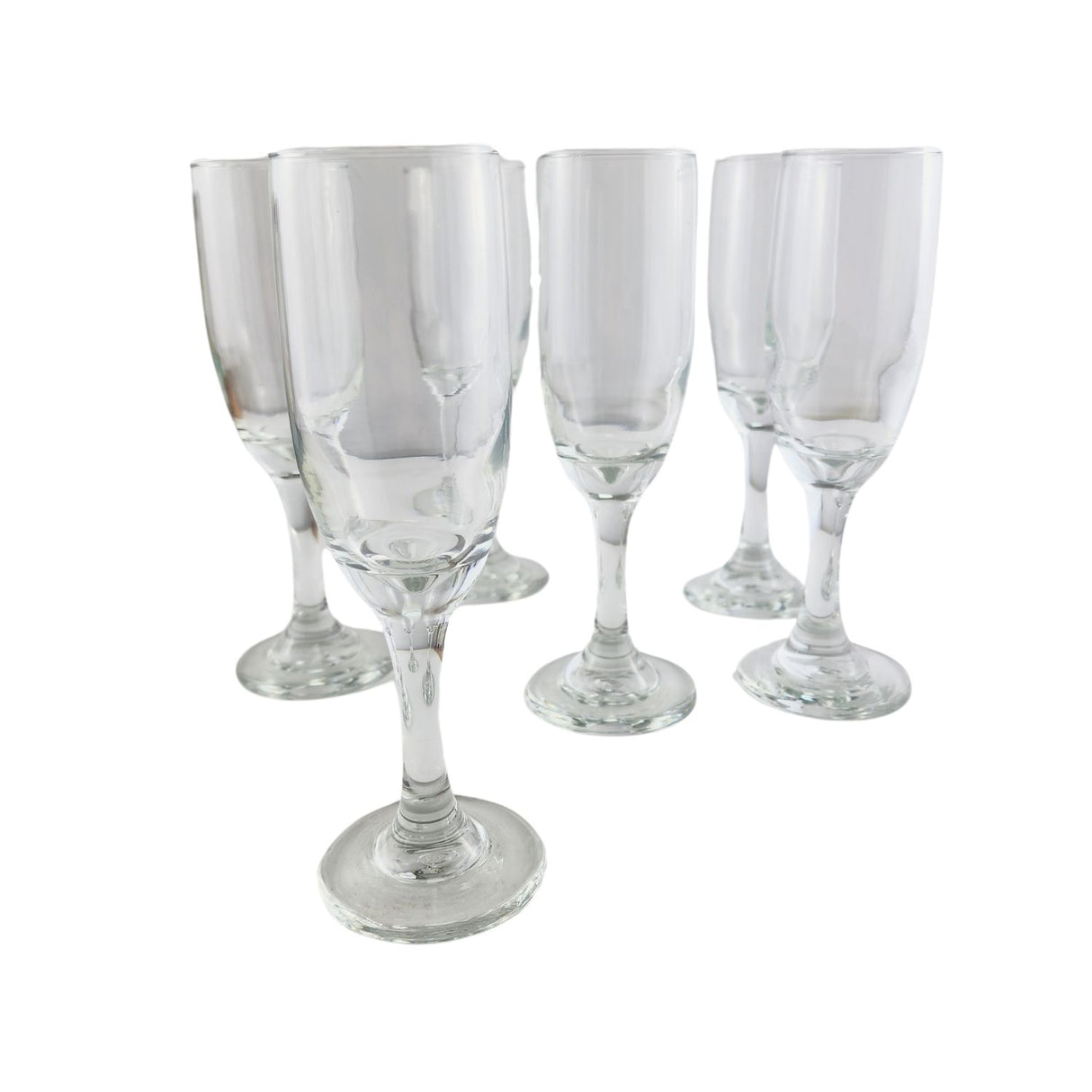 Set de 6 copas de champagne Versalles, vidrio transparente de 183mL, diseño elegante y resistente, aptas para lavavajillas y uso exterior.-1-2-1-1