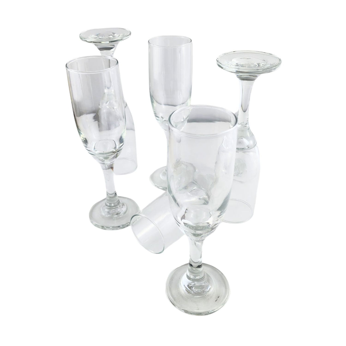 Set de 6 copas de champagne Versalles, vidrio transparente de 183mL, diseño elegante y resistente, aptas para lavavajillas y uso exterior.-1-4-1-1