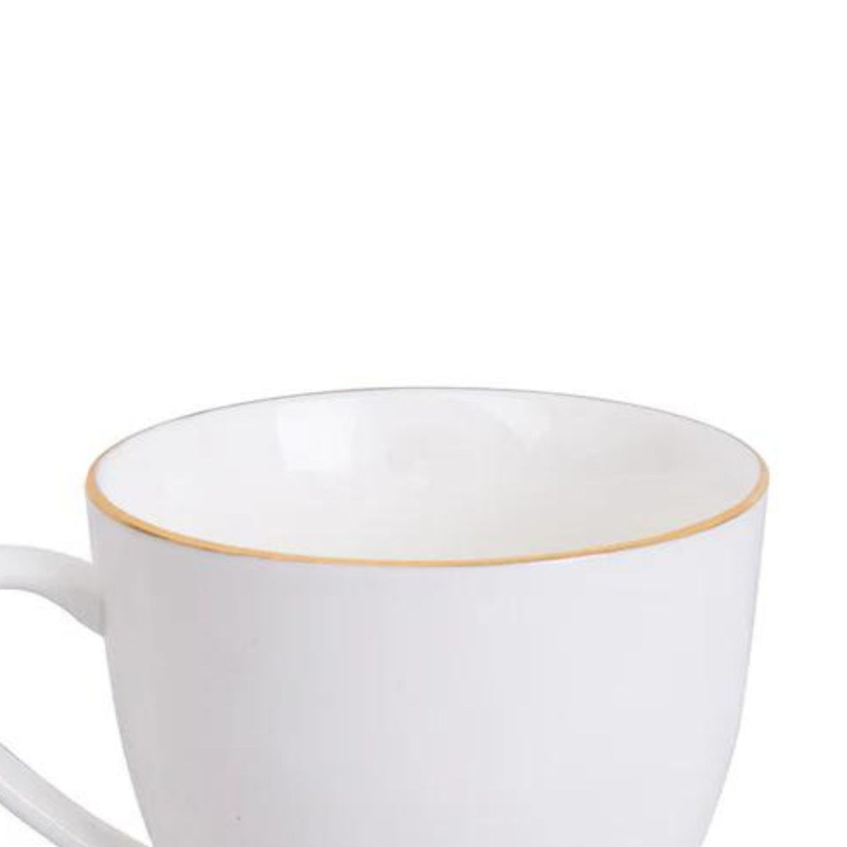 Taza de té de porcelana blanca de 260ml con borde dorado, elegante y duradera, ideal para uso diario y ocasiones especiales.-1-4-1-1