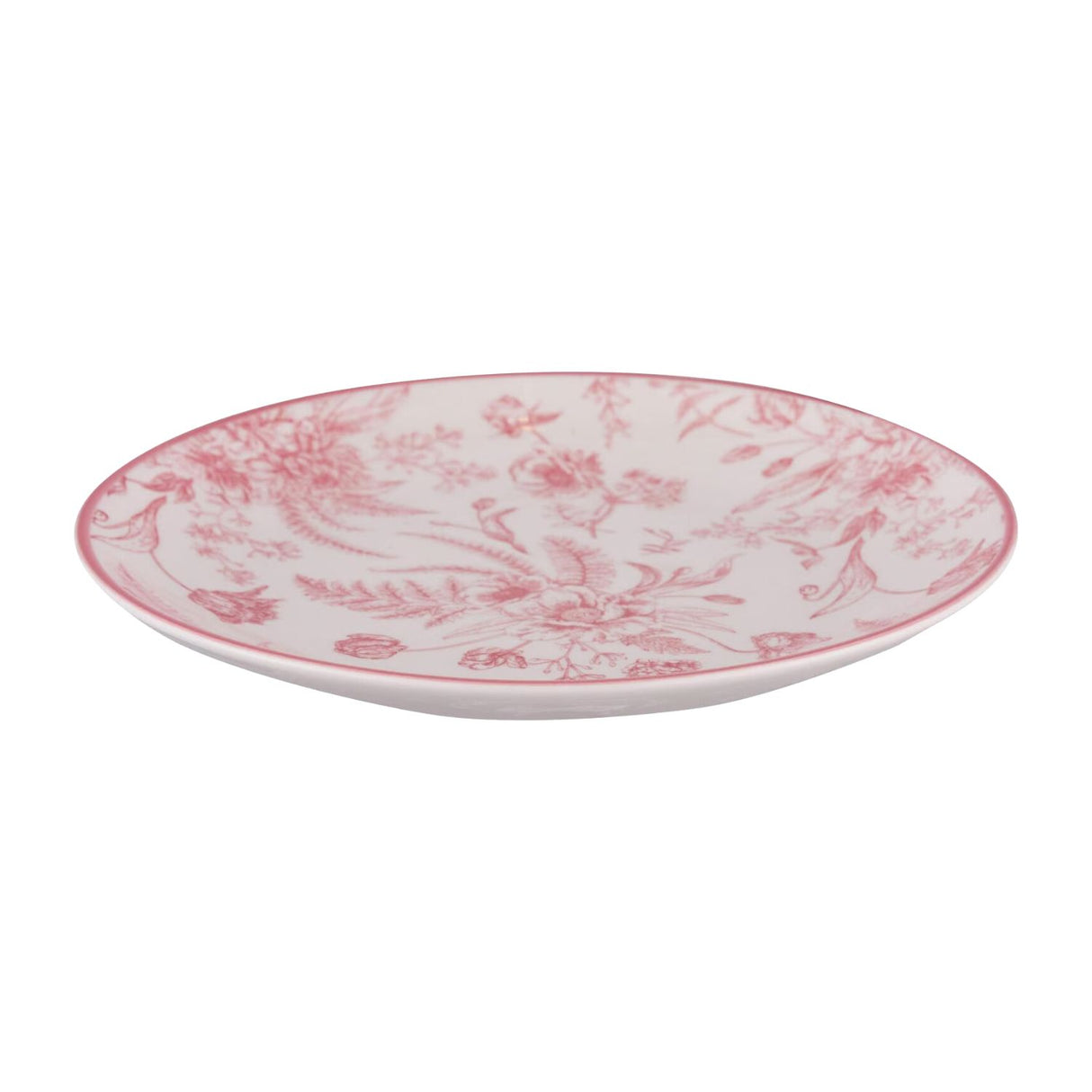 Platillo de porcelana blanco con borde rose de 16cm, ideal para servir aperitivos y postres, apto para microondas y lavavajillas.-1-2-1-1
