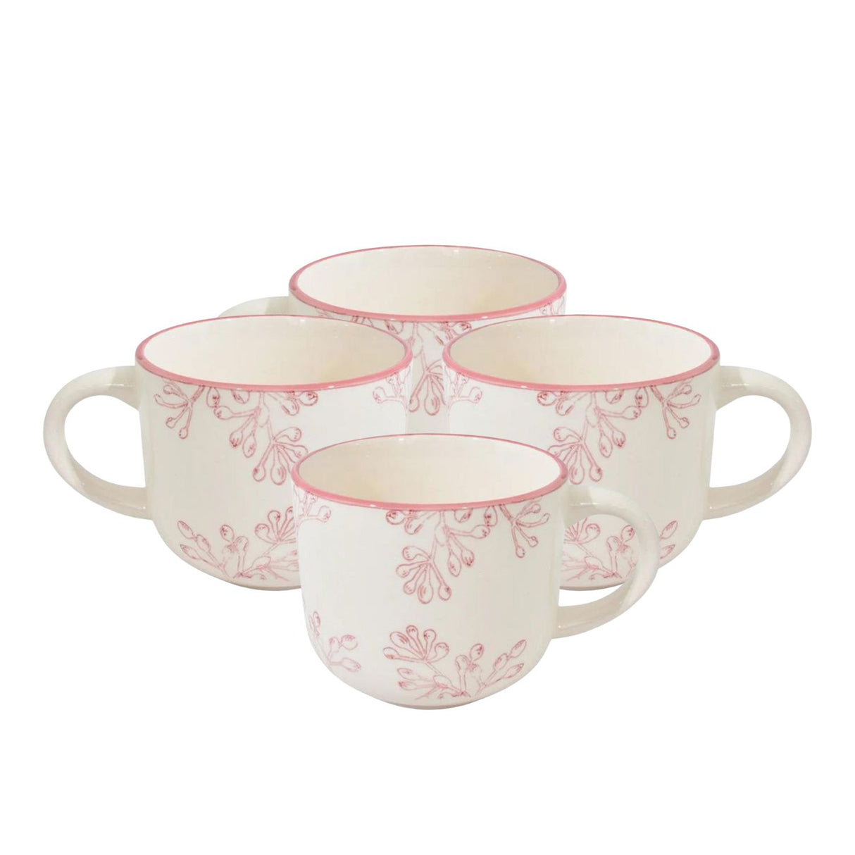 Set de 4 tazas de té de porcelana blanca con borde dorado, 350mL, aptas para microondas y lavavajillas, elegantes para cualquier ocasión.-1-4-1-1
