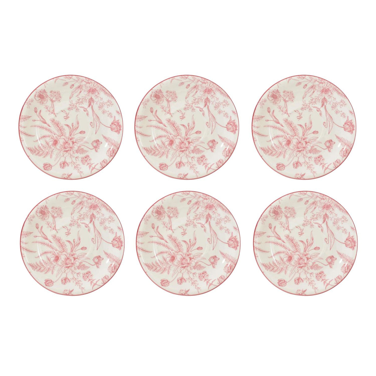 Set de 6 tazas de porcelana blanca con platillos, diseño de rosas, 260mL, apto para microondas y lavavajillas, ideal para café y té.-3-2-1-1