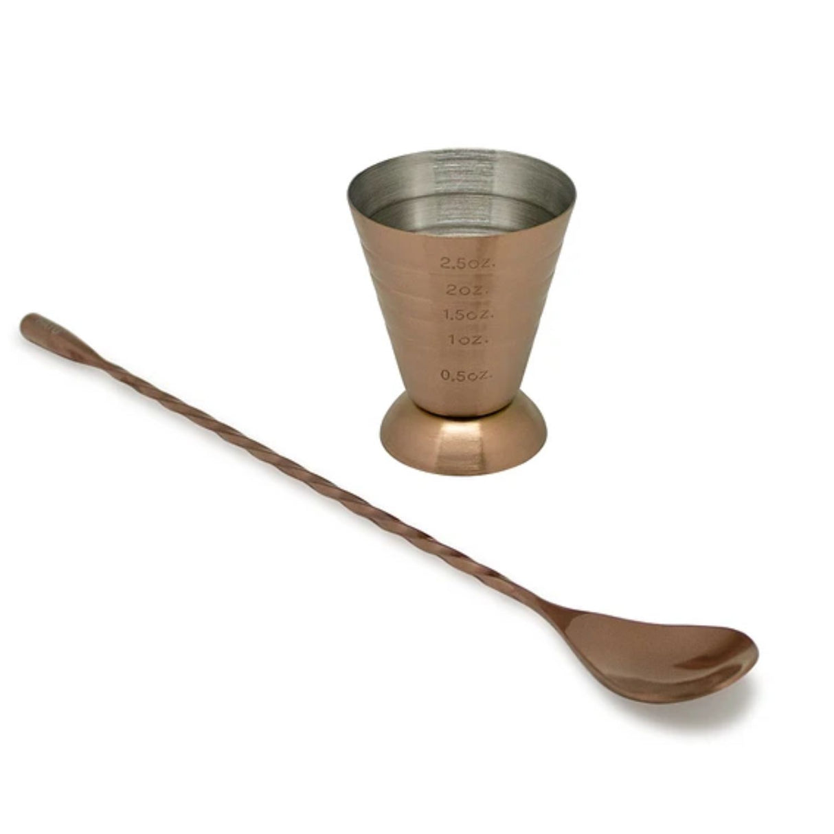 Set Medidor y Cuchara Copper Line Wayu Cocteleria Cocina. Mejora tus recetas con precisión y estilo. ¡Consigue el tuyo ahora!-1-1