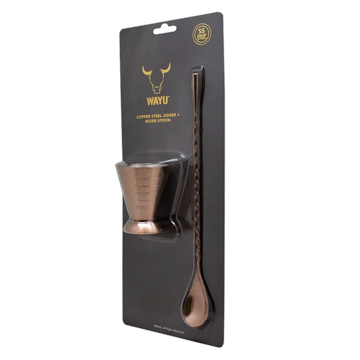 Set Medidor Jigger + Cuchara Bar Copper Wayu