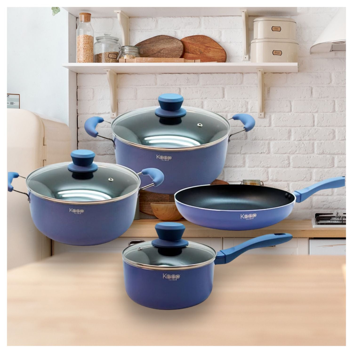 Bateria Cocina Granito Antiadherente 7 Pcs Keep Lavender. Ideal para cocinar sin que se pegue. ¡Compra hoy y transforma tu cocina!-1-2-1