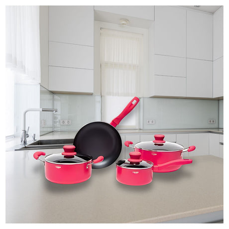 Bateria Cocina Granito Antiadherente 7 Pcs Keep Coral. Cocina saludable y fácil limpieza. ¡Compra hoy y transforma tu cocina!-1-2-1