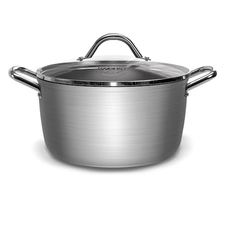 Batería de cocina Wens Hard Anodized de 7 piezas, aluminio anodizado, antiadherente, con mangos Cool Touch y tapas de vidrio templado.-1-2-1-1