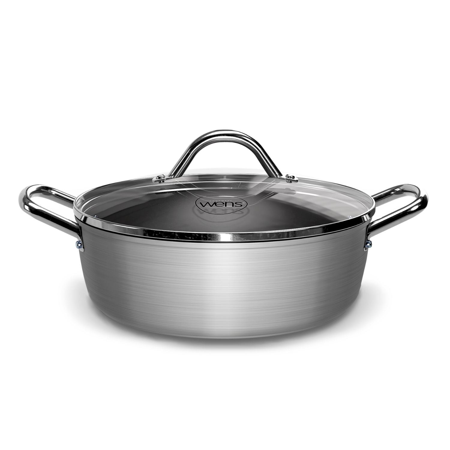 Batería de cocina Wens Hard Anodized de 7 piezas, aluminio anodizado, antiadherente, con mangos Cool Touch y tapas de vidrio templado.-1-3-1-1