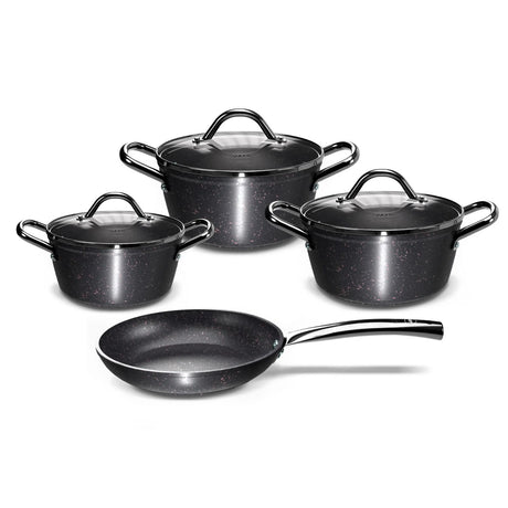 Batería de cocina Wens Pompei de 7 piezas en aluminio forjado, con recubrimiento antiadherente y asas Cool Touch. Ideal para todo tipo de cocinas.-1-1-1-1