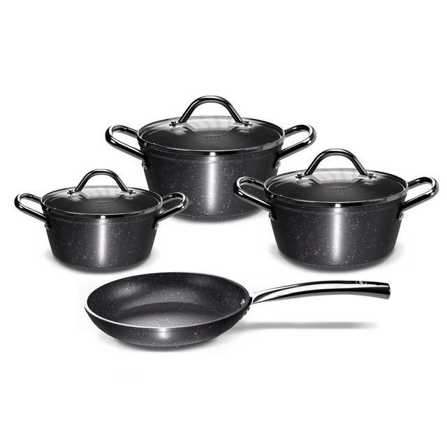Batería de cocina Wens Pompei de 7 piezas en aluminio forjado, con recubrimiento antiadherente y asas Cool Touch. Ideal para todo tipo de cocinas.-1-1-1-1