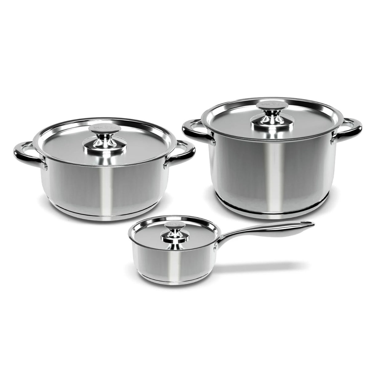 Batería de cocina Wens de 6 piezas en acero inoxidable, con fondo difusor de aluminio y tapas robustas, ideal para guisos y sopas.-1-1-1-1