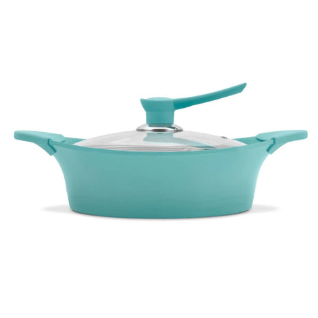 Batería de cocina Bohlier Jade de 6 piezas, aluminio fundido, antiadherente Pfluon Marble, tapas de vidrio templado, ideal para sopas y guisos.-1-2-1-1