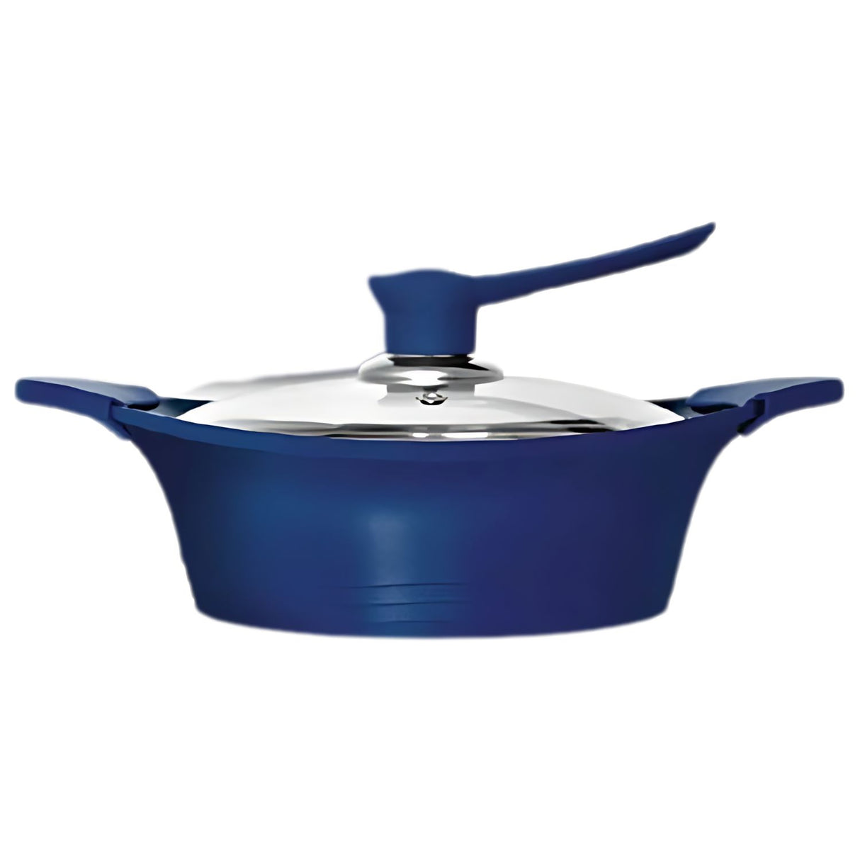 Batería de cocina Bohlier 6 piezas azul, aluminio fundido, antiadherente Pfluon Marble, tapas de vidrio templado, ideal para sopas y guisos.-1-3-1-1