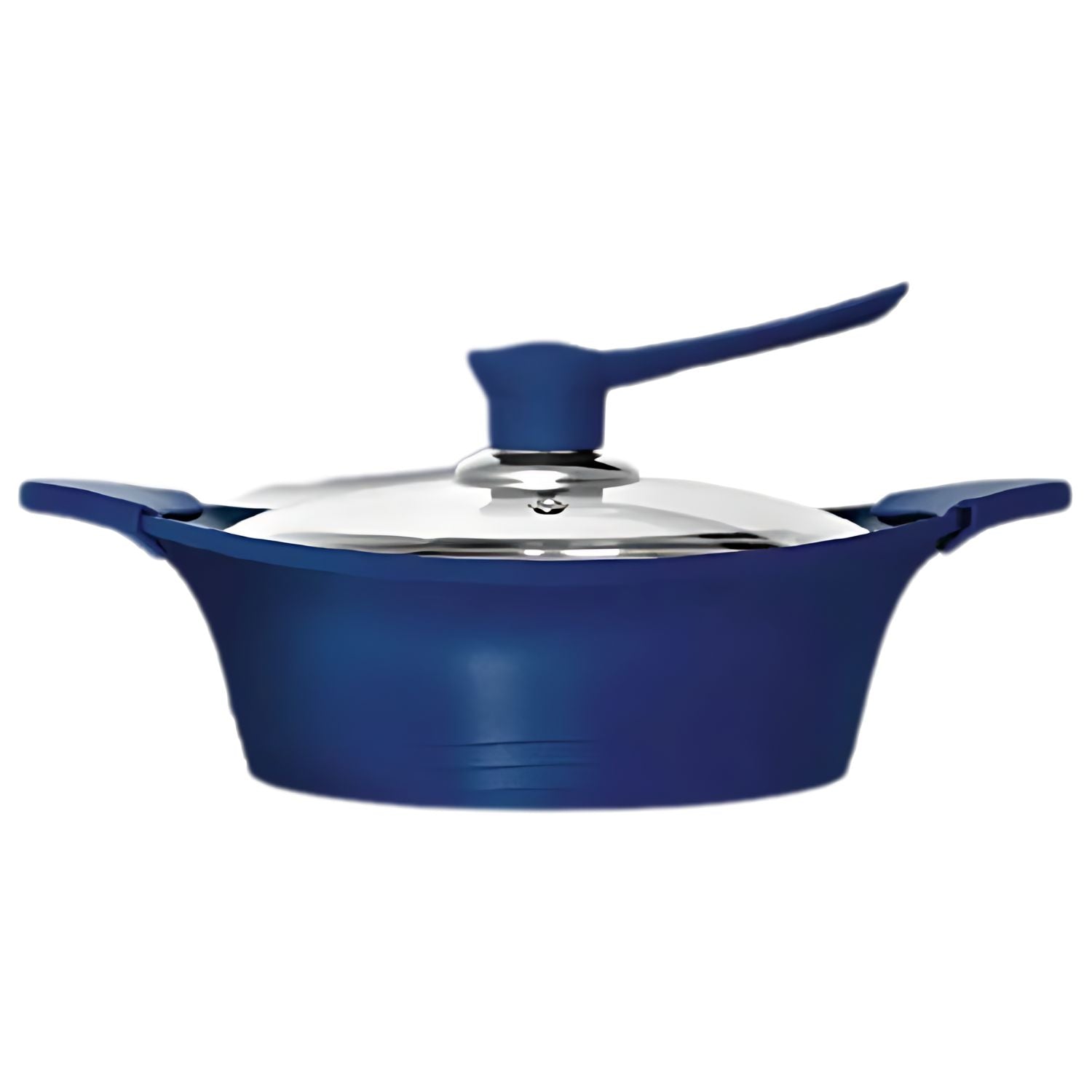 Batería de cocina Bohlier 6 piezas azul, aluminio fundido, antiadherente Pfluon Marble, tapas de vidrio templado, ideal para sopas y guisos.-1-3-1-1