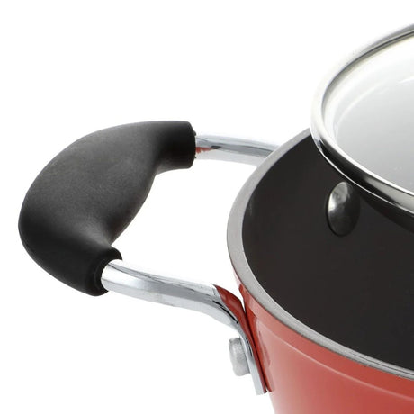 Cacerola Bohlier Venus de 24 cm, aluminio forjado negro, recubrimiento cerámico antiadherente, tapa de vidrio templado, ideal para guisos y salsas.-4-2-1-1