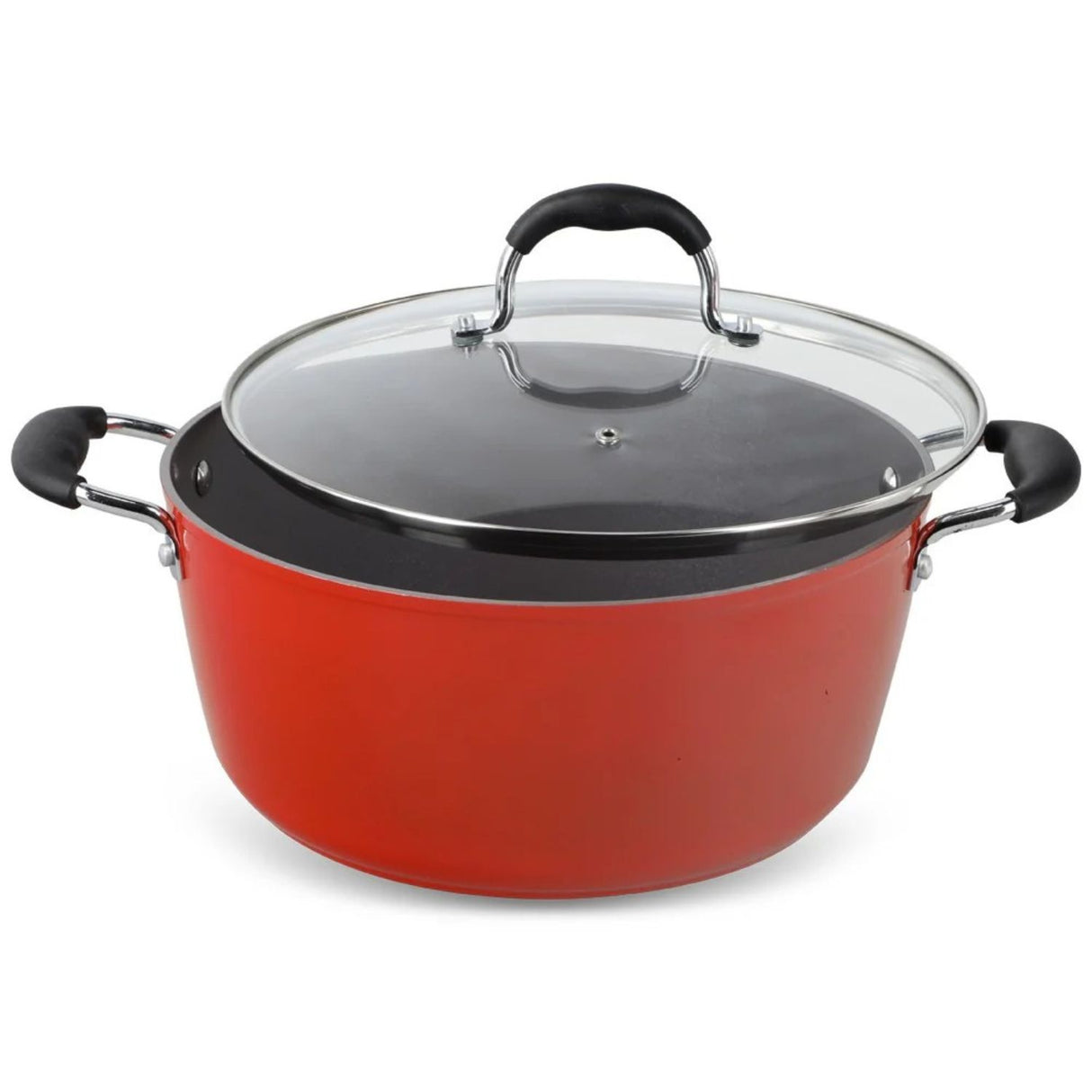 Cacerola Bohlier Venus de 24 cm, aluminio forjado negro, recubrimiento cerámico antiadherente, tapa de vidrio templado, ideal para guisos y salsas.-4-4-1-1