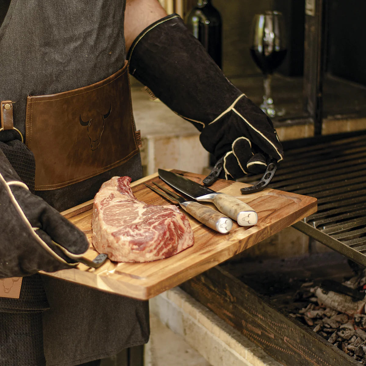 Tabla Para Picar Mediana Wayu Diseño Herradura 45cm Asado