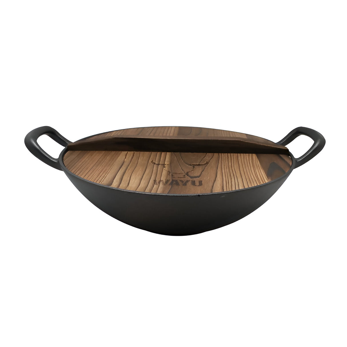 Wok Hierro Fundido con Tapa Madera Cocina Wayu