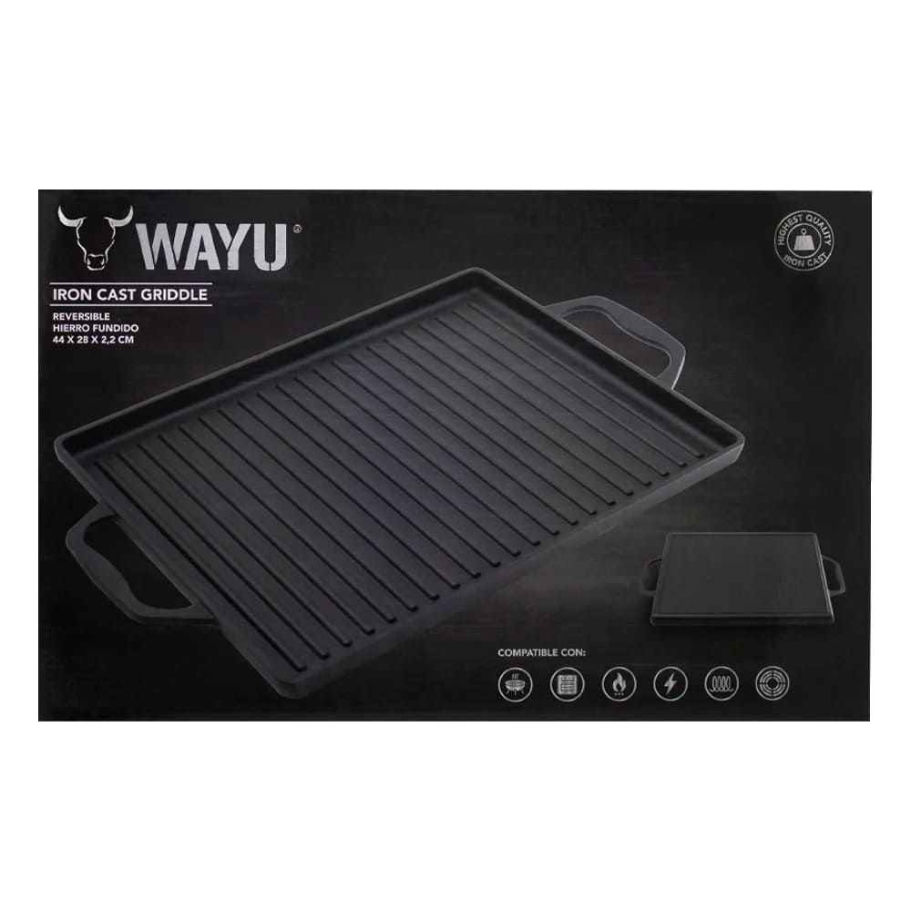 Plancha Parrilla Churrasquera Wayu Con Asas Hierro 44x28 cm