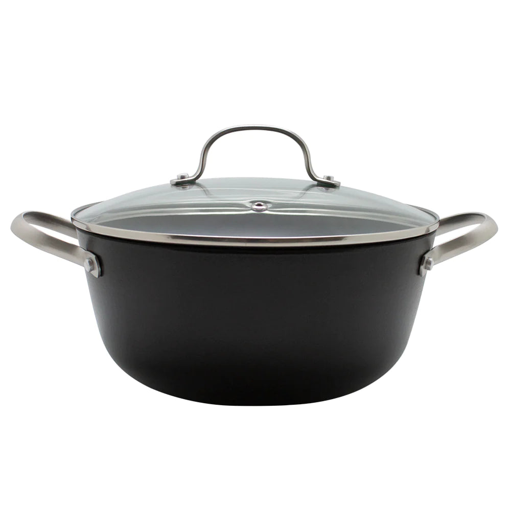 Olla 24Cm con Tapa De Vidrio Iron Cast Honeycomb Wayu Cocina