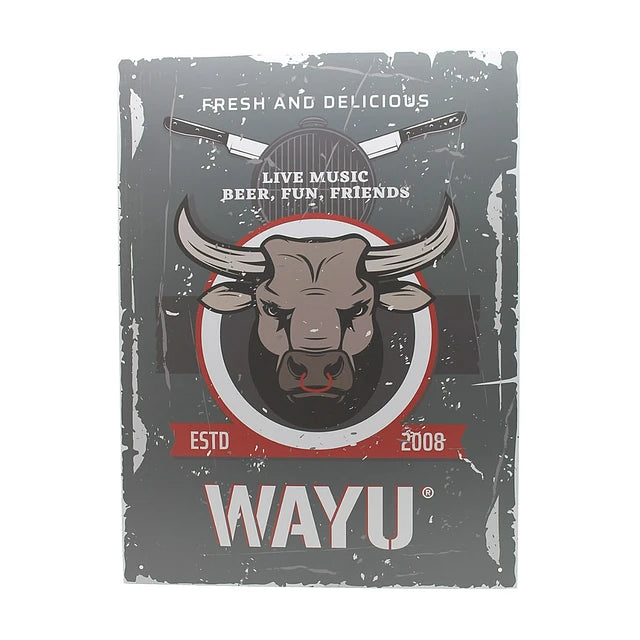 Cuadro Bar Metálico Wayu 40x30 Toro Parrilla Bbq Arte moderno y elegancia. Añade este cuadro a tu decoración y sorprende a tus invitados.-1