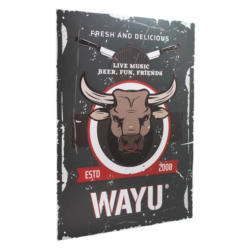 Cuadro Bar Metálico Wayu 40x30 Toro Parrilla Bbq Arte moderno y elegancia. Añade este cuadro a tu decoración y sorprende a tus invitados.-2