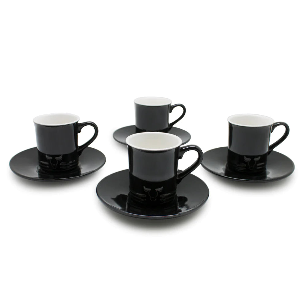 Set 4 Tazas Y Platos 90ml Wayu Expresso 8 Piezas Cafe Expresso Disfruta de tu café con estilo y elegancia. Haz tu pedido ahora y transforma tus momentos.-1